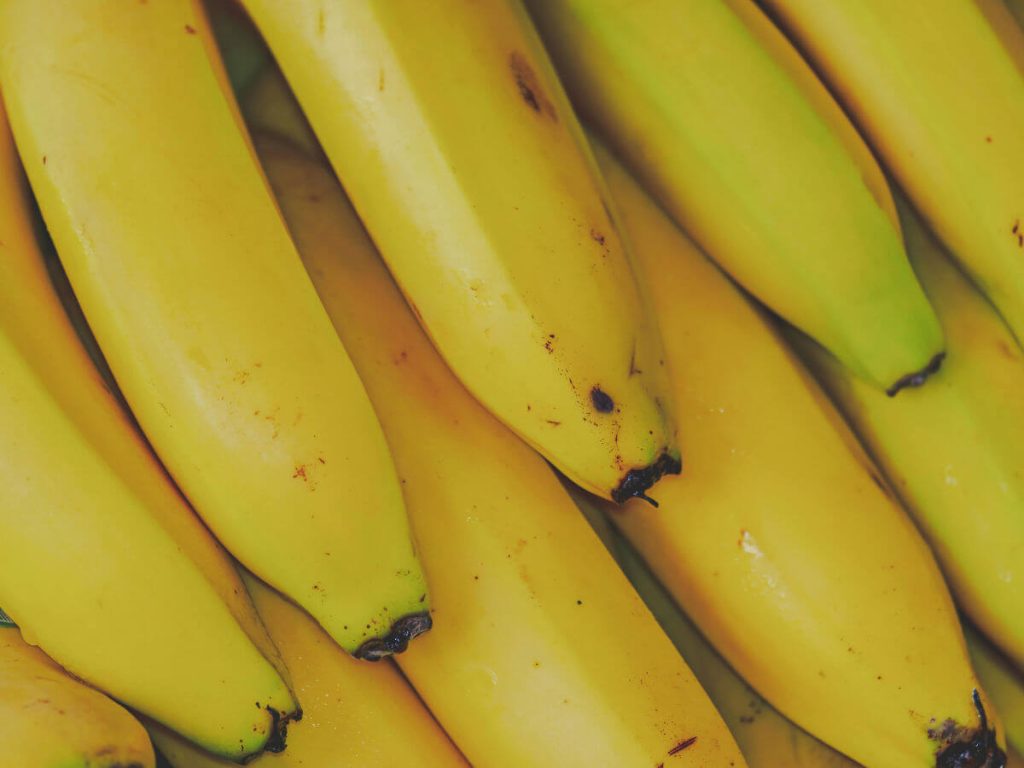 Yellow bananas up close