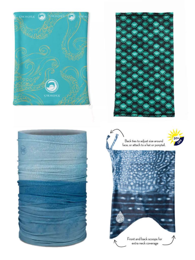 4 Buffs / Sun Shields in various shades of blue