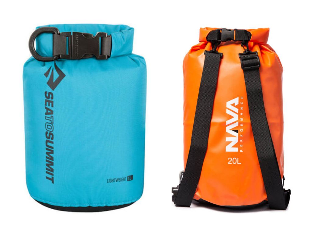 A Blue and orange dry bag