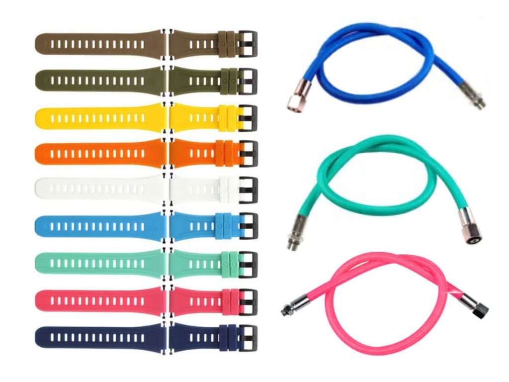 Coloured watch straps and hoses
