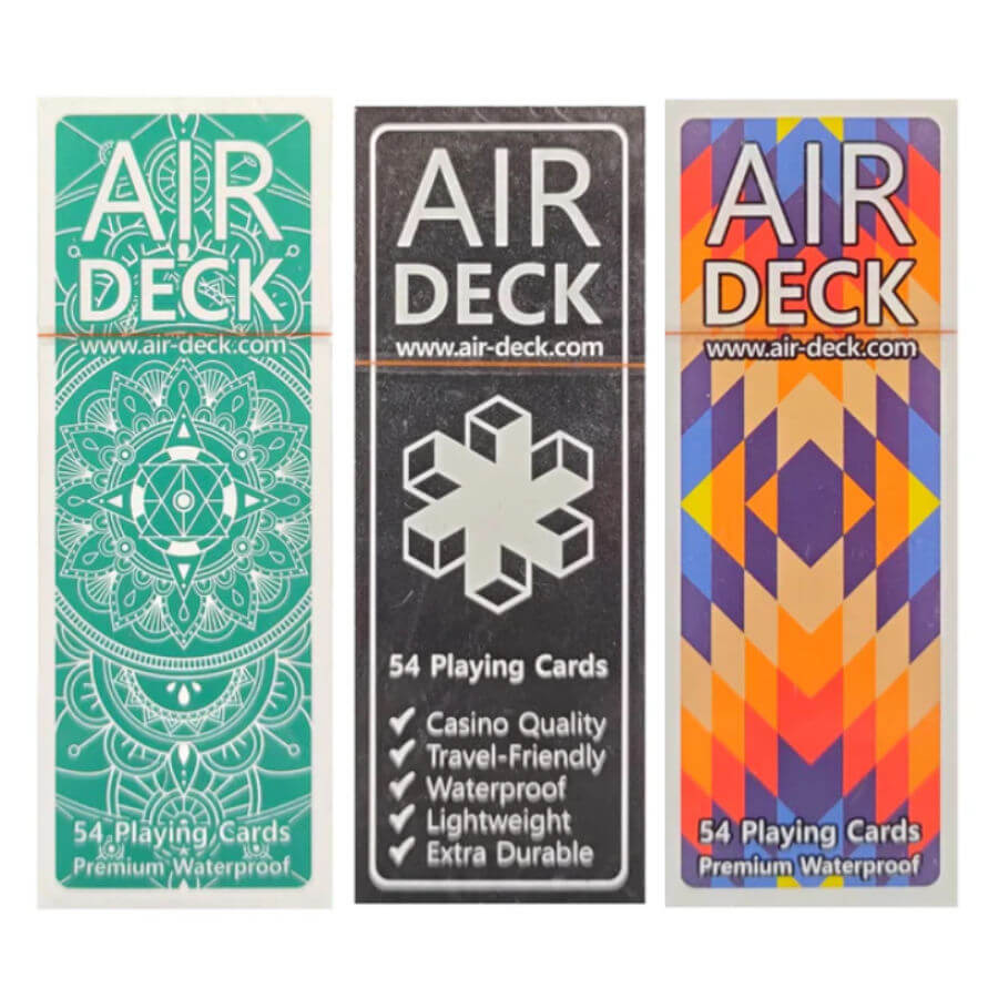 3 different packs of 'Air Deck' Waterproof playing cards