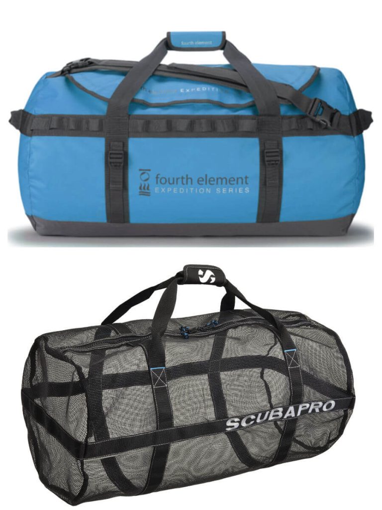 Fourth element duffel and scuba pro mesh bag