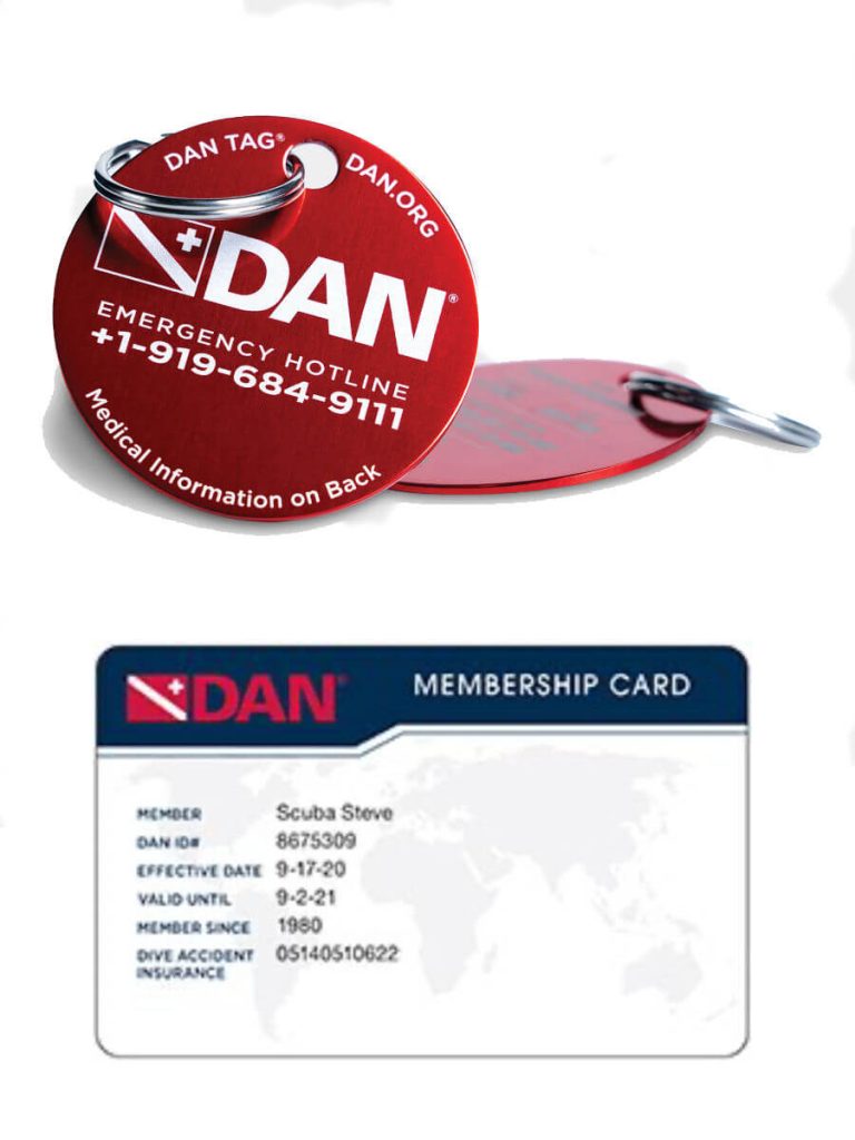DAN insurance keyring and membership card