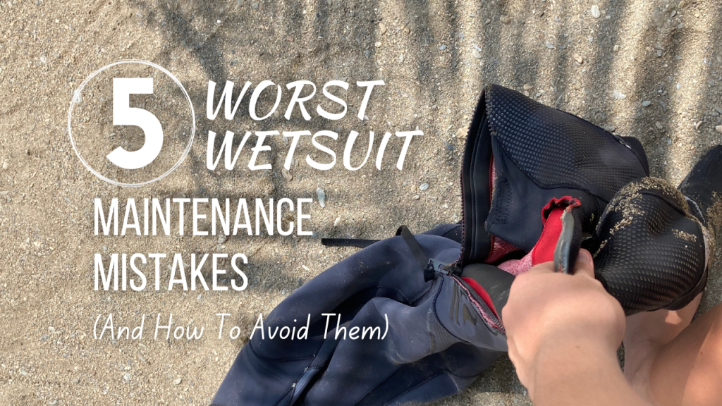 Woman dragging a sandy wetsuit down the beach. Blog Post Title Thumbnail