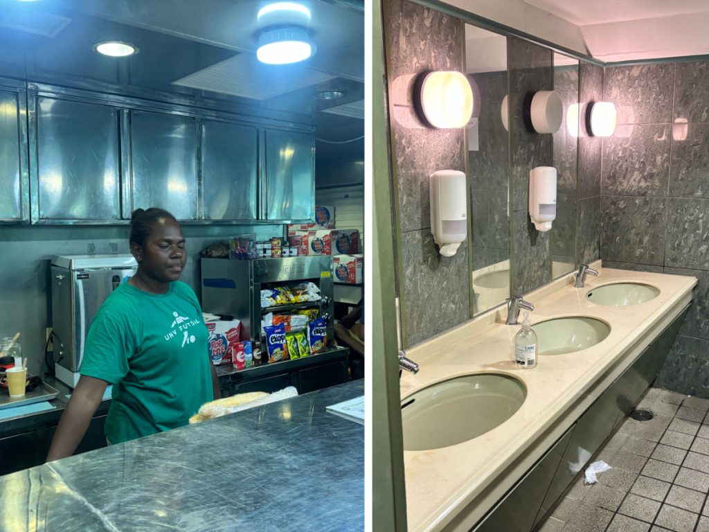 Vanuatu ferry cafe kitchen and toilet facilities