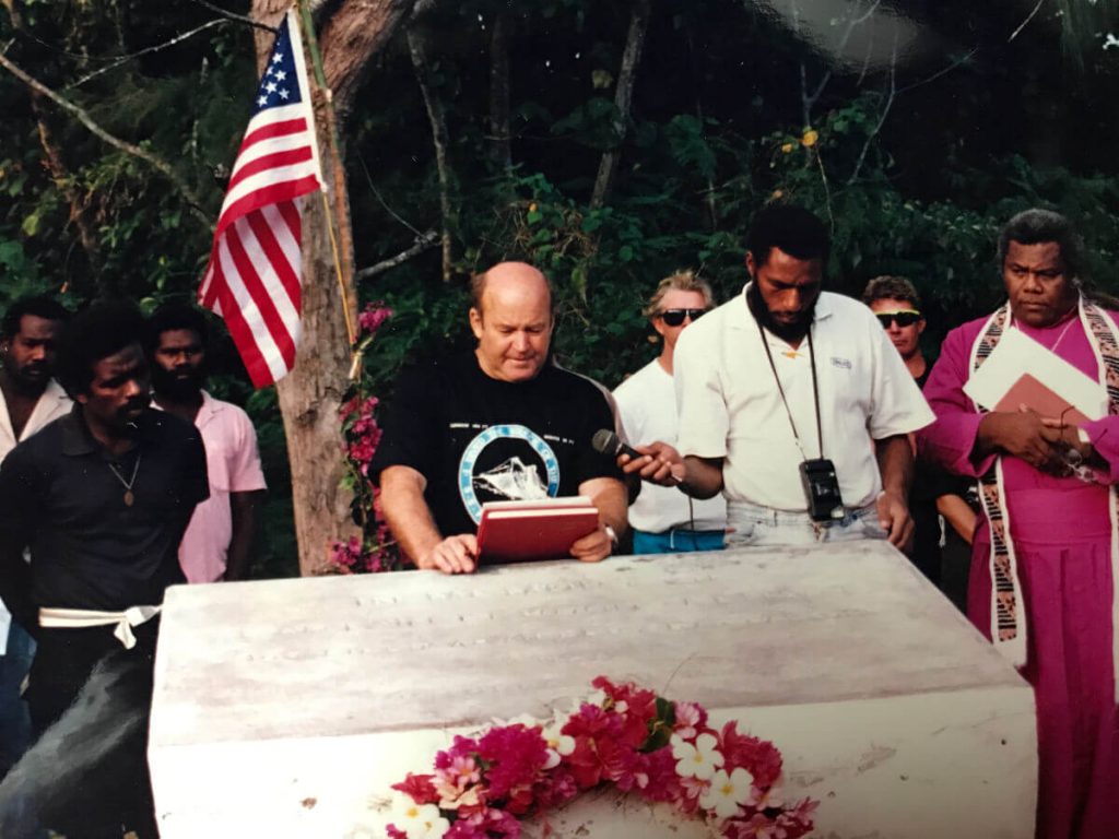Allan Power reading a dedication at Captain Euarts memorial