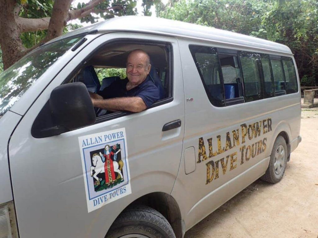 Allan Power in new Allan Power Dive Tours Bus