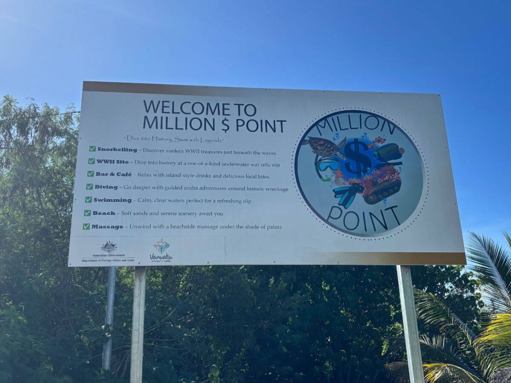 Million Dollar Point 'official' entry sign