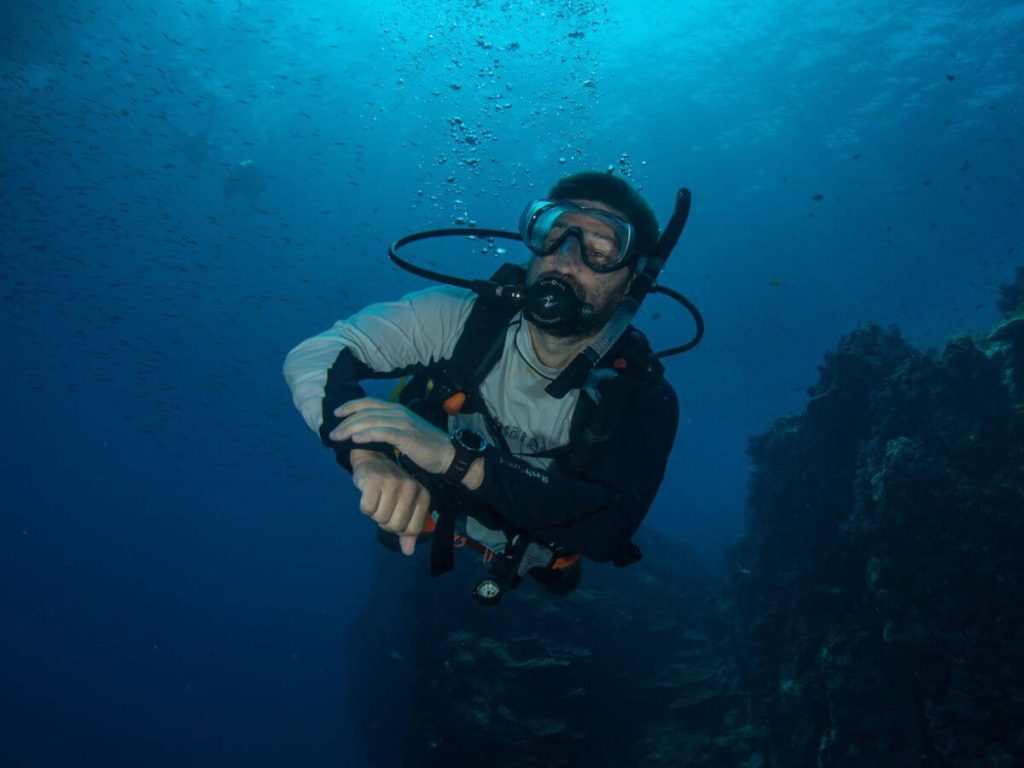 Diver in recreational scuba equipment