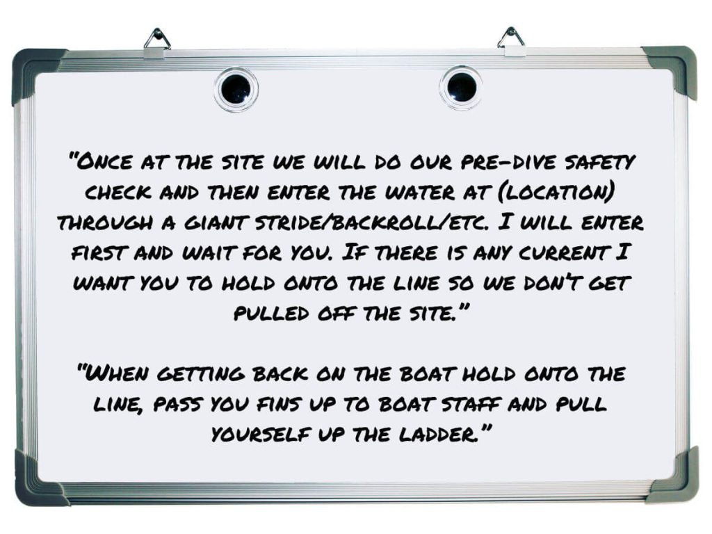 Step three of dive briefing script - Entry & Exit