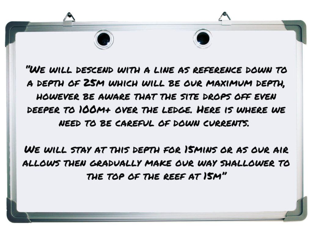 Step five of dive briefing script - Depth & Descent