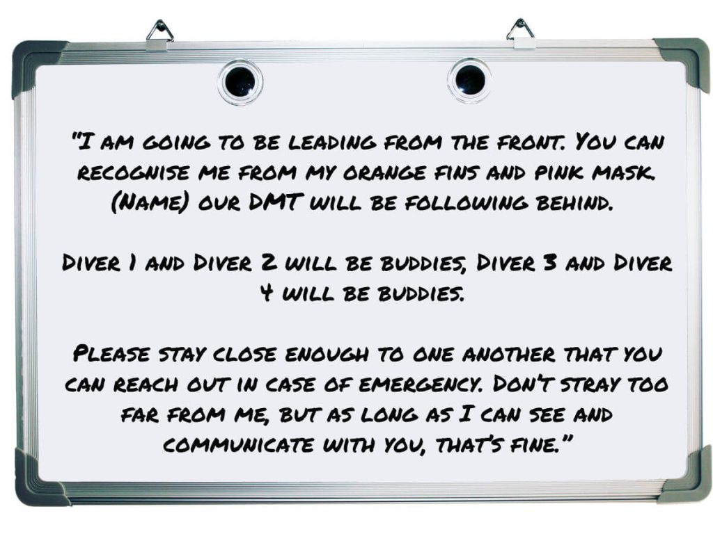 Step eight of dive briefing script - Buddy teams