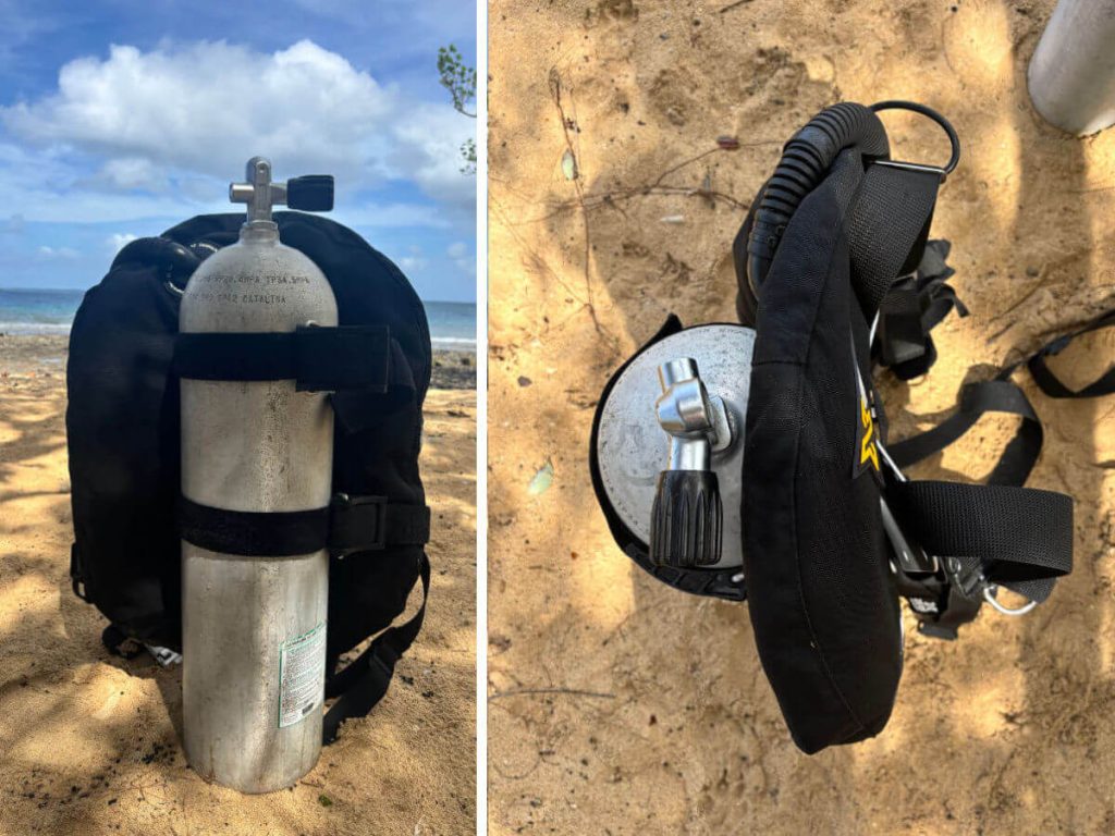 How to set-up scuba gear - attaching the BCD