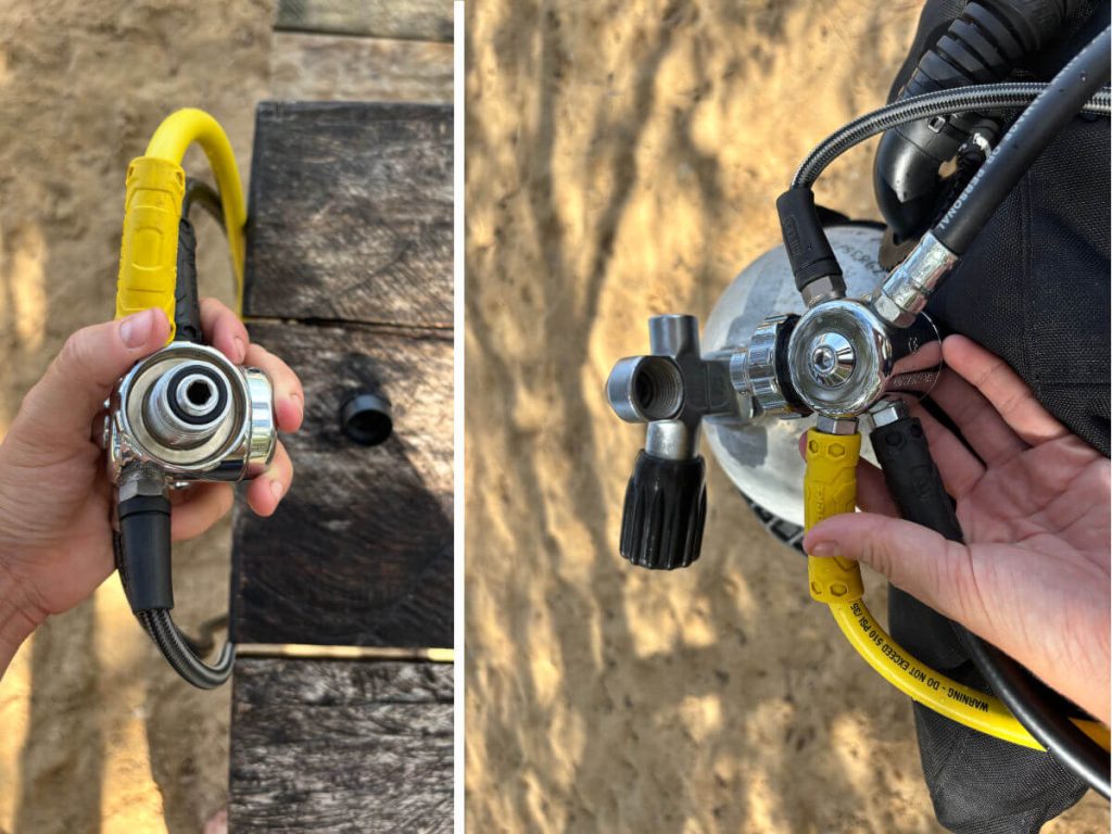 How to set-up scuba gear - reattaching the regulator