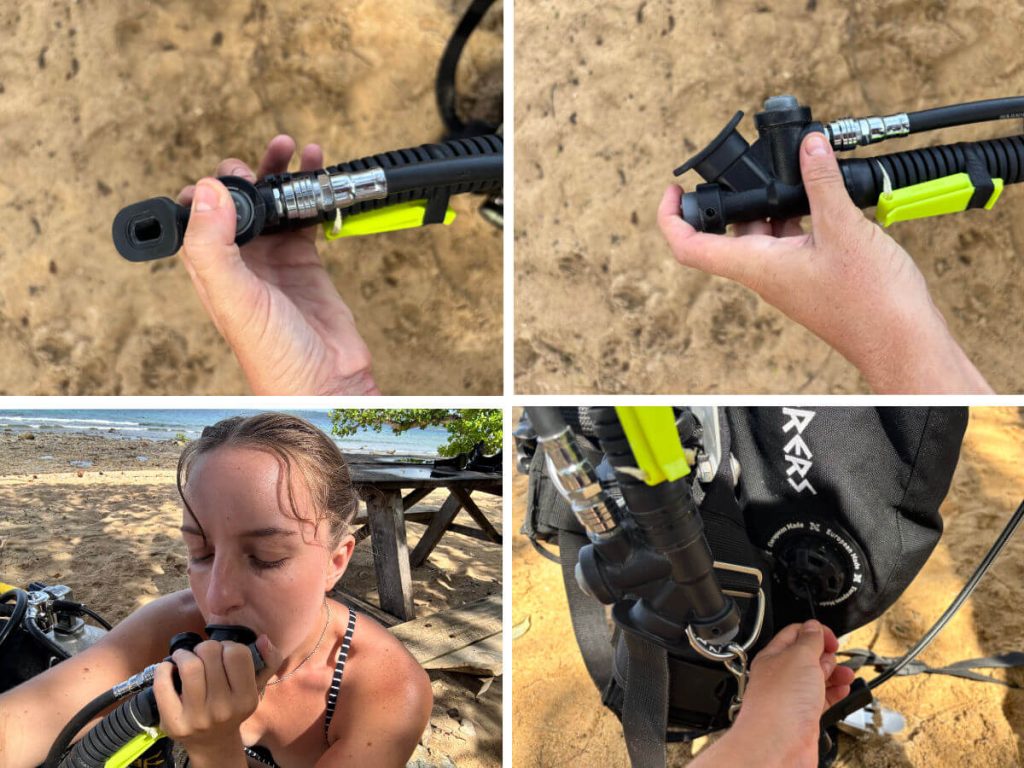 How to set-up scuba gear - Inflating and deflating the BCD